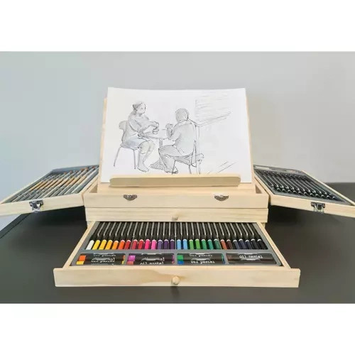 Malířská sada v kufru 83 prvků s easelem