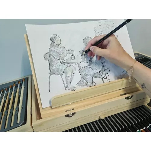 Malířská sada v kufru 83 prvků s easelem