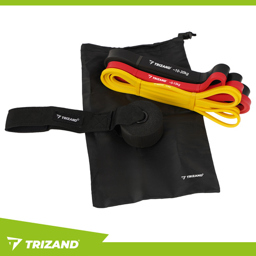 Odporové gumy - sada 3 ks + háček na dveře + tréninkový plán