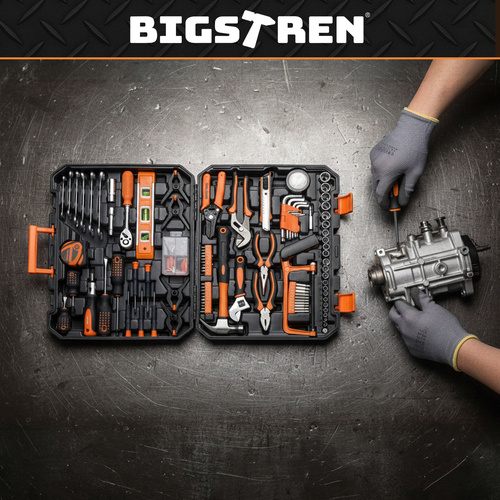 Profesionální sada nářadí BIGSTREN 168 dílů - kufr, klíče, bity, nástavce 3/8