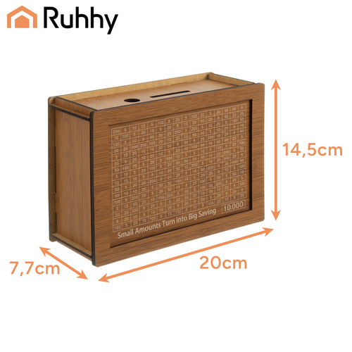 Dřevěná motivační pokladnička s křížovkou 10 000 Kč