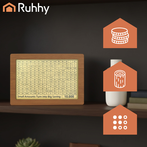 Dřevěná motivační pokladnička s křížovkou 10 000 Kč