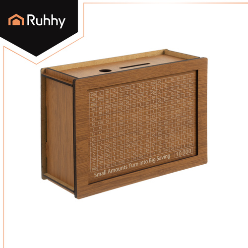 Dřevěná motivační pokladnička s křížovkou 10 000 Kč